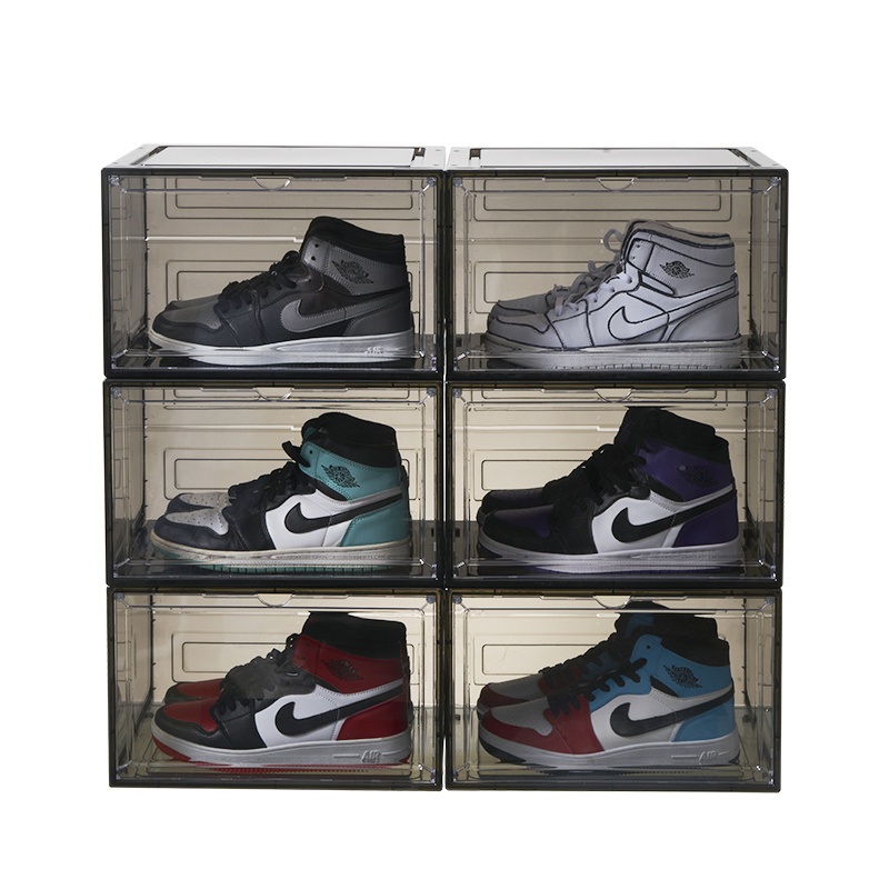 Hot sale reasonable price sneaker storage shoe box shoe case stackable foldable plastic storage box with led light