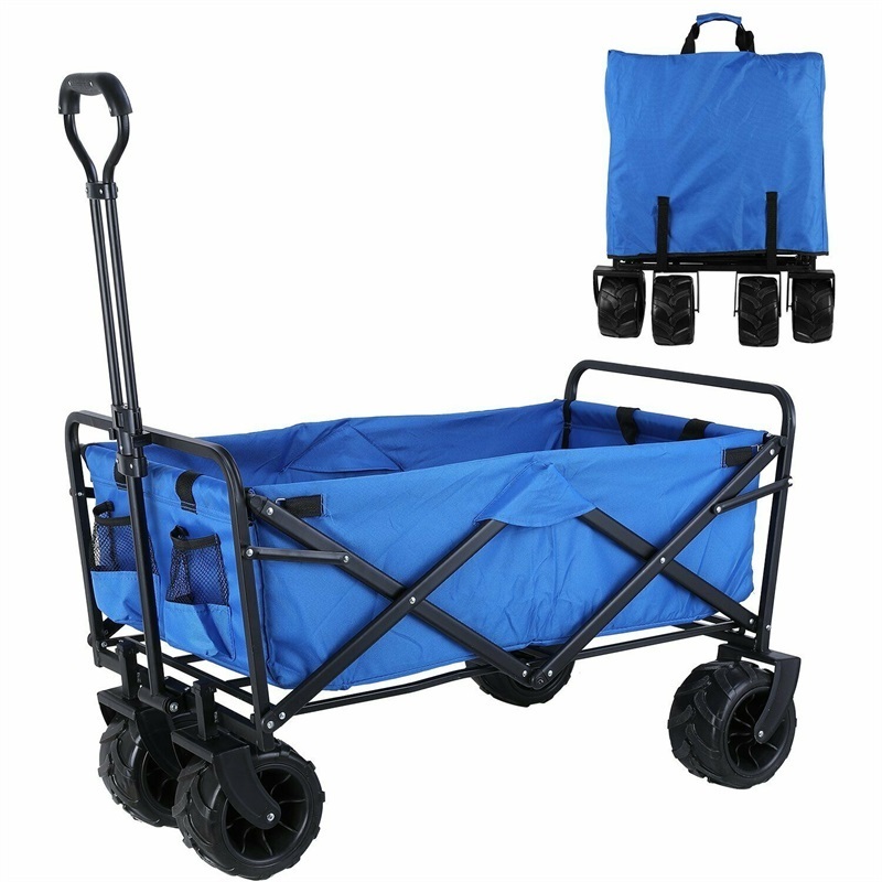 Good Camping Cart Trail Collapsible Folding Beach Utility Cart Trolley Wagon For Outdoor Garden Beach