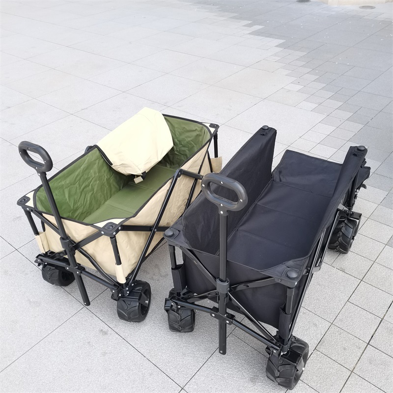 Outdoor Folding Utility Wagon Fold Camp Trolley Cart Garden Beach Fish Cart Picnic Wagon