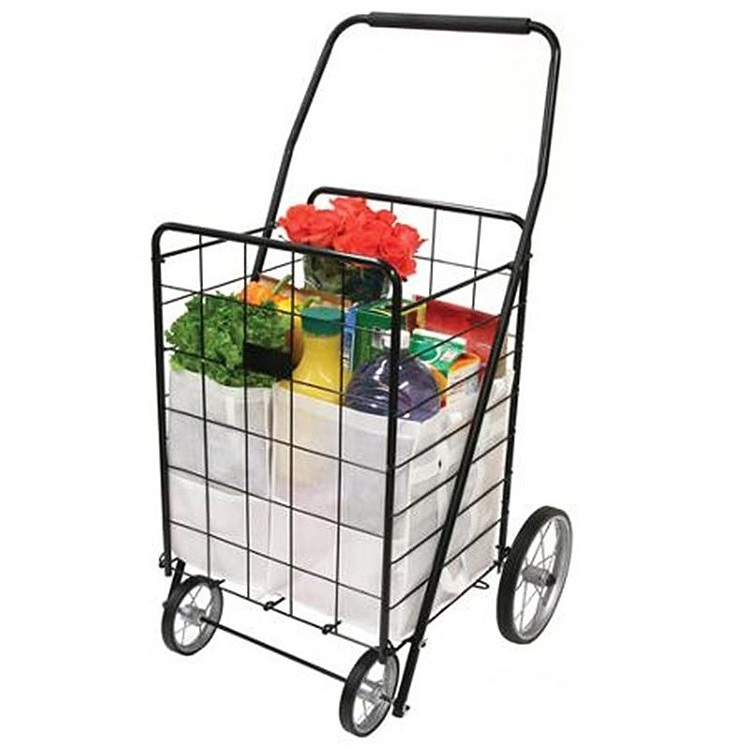 Wholesale 80kgs Dual Swivel Wheels Compact Folding Portable Cart Aluminum Shopping Cart