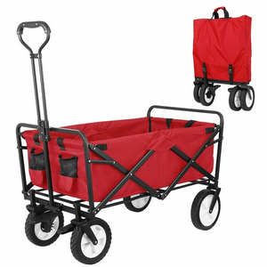 Good Camping Cart Trail Collapsible Folding Beach Utility Cart Trolley Wagon For Outdoor Garden Beach