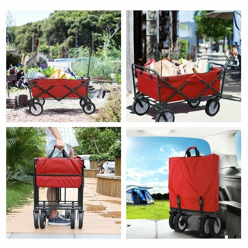 Good Camping Cart Trail Collapsible Folding Beach Utility Cart Trolley Wagon For Outdoor Garden Beach