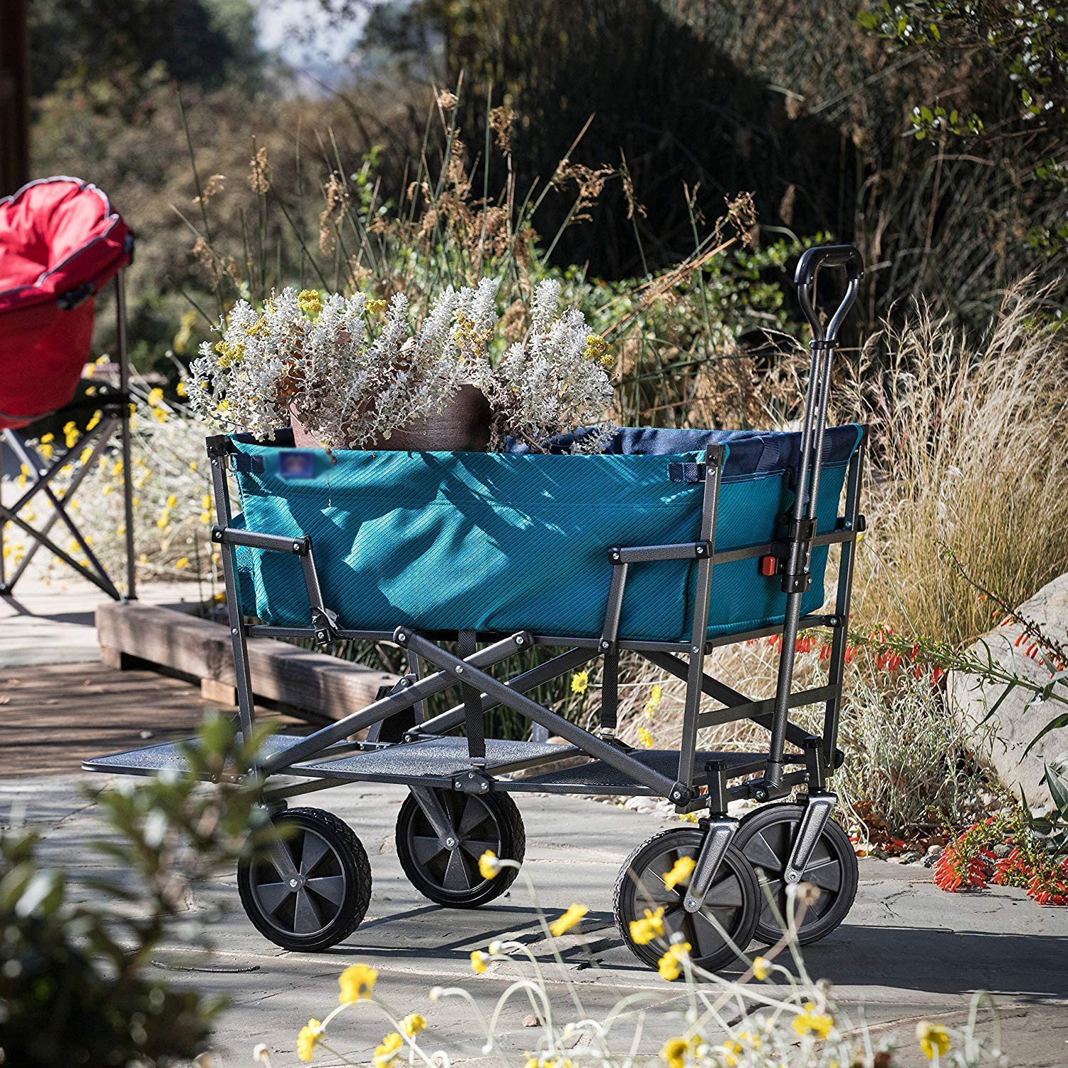 Popular Camping Cart Trail Collapsible Folding Beach Utility Cart Trolley Wagon For Outdoor Garden Beach