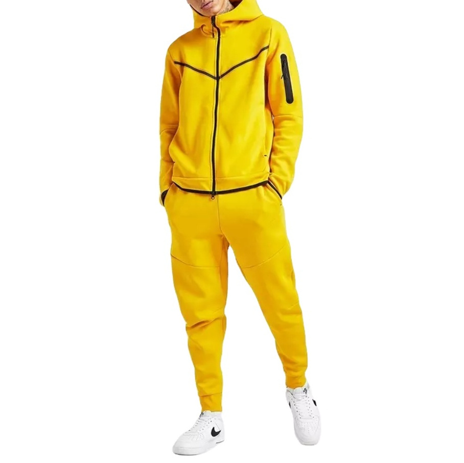 wholesale full zip up hoodies men cotton tech fleece stripe breathable tracksuit sportswear jogger sweatsuit men's tracksuit