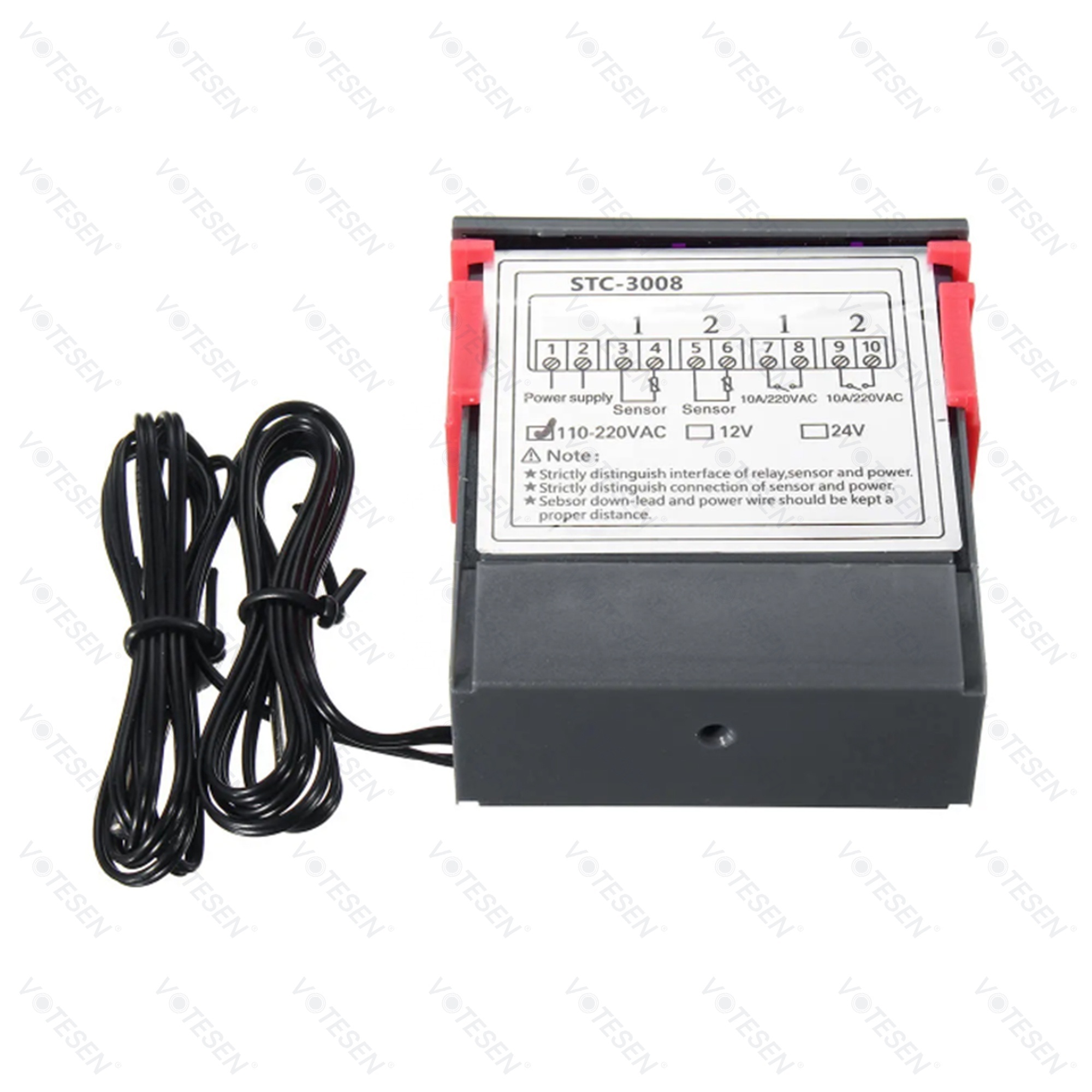 STC 3008 Digital Temperature Switch Controller Thermostat Sensor with Dual NTC Adjustable Temp Control