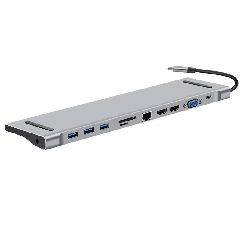 11-Port USB 3.0 Hub Ultra-Slim Data USB Hub with HDMI RJ45 SD TF VGA 3.5MM Jack PD Fast Charging USB C Hub