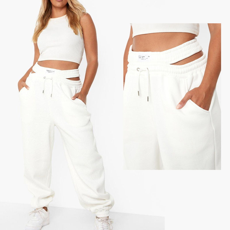 Wholesale factory plus size women clothing  Thong Detail Waistband Oversized Jogger Sexy women's pants