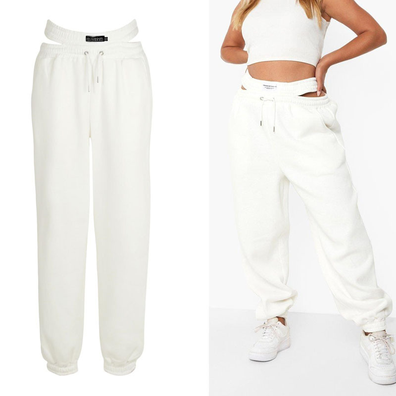 Wholesale factory plus size women clothing  Thong Detail Waistband Oversized Jogger Sexy women's pants