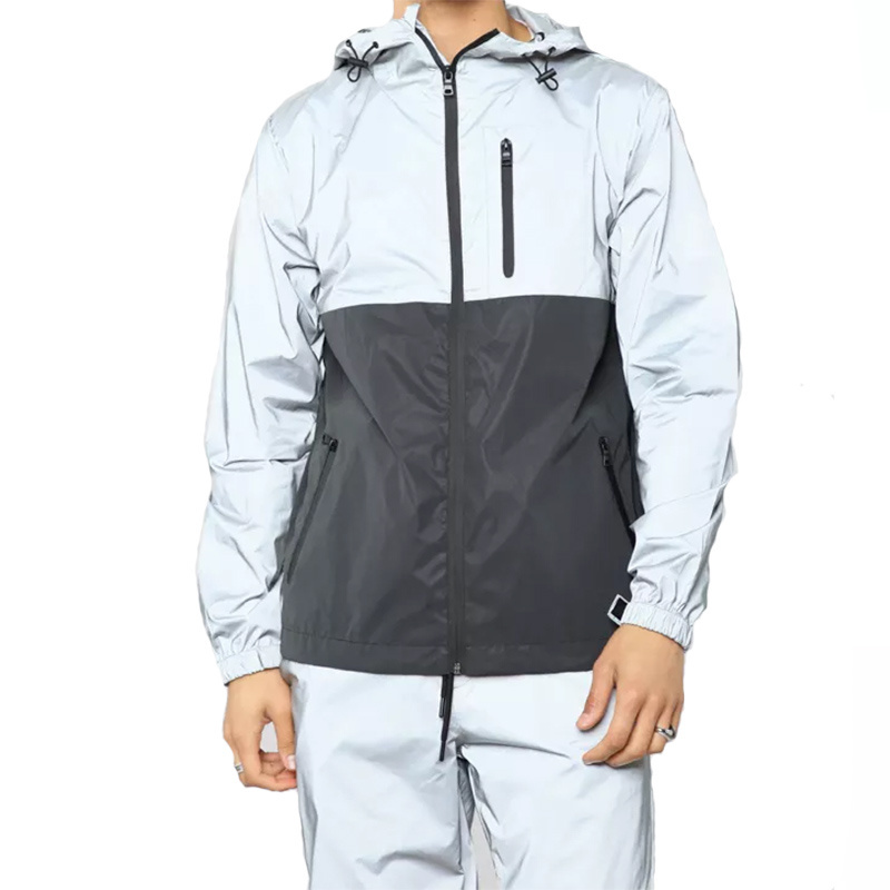 High Quality Men's Windbreaker Set 3M Reflective Joggers Sport Tracksuit Custom Hooded Jackets And Pants Suits