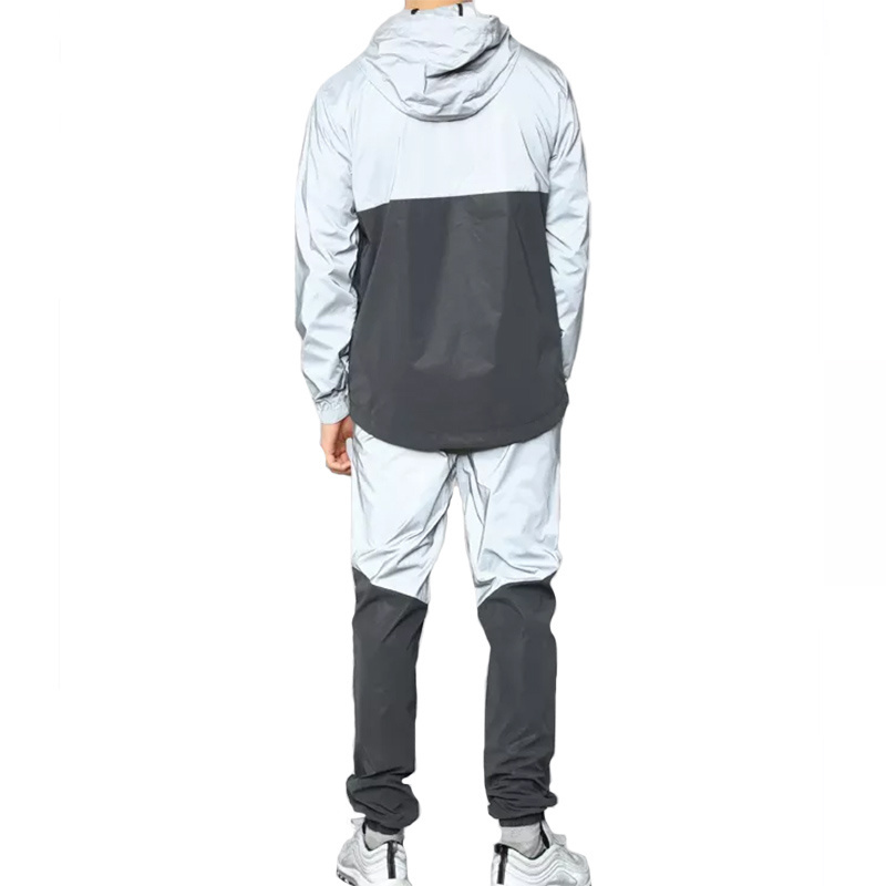 High Quality Men's Windbreaker Set 3M Reflective Joggers Sport Tracksuit Custom Hooded Jackets And Pants Suits