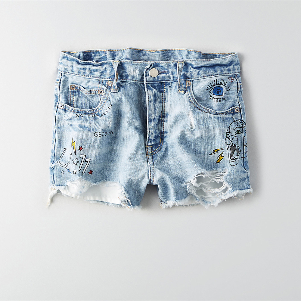 hot 18 girls japanese girl sexy board shorts women printing denim shorts wholesale