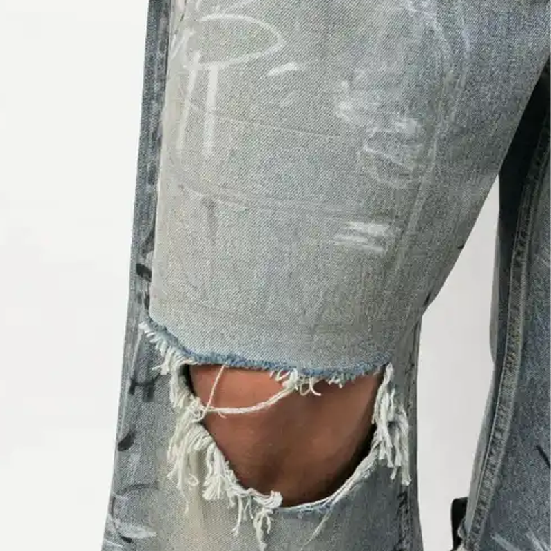 New Arrivals Wholesale Baggy Jean Custom Design Jorts Hip-hop Embroidered Ripped Vintage Heavy Craft Denim Baggy Jean Shorts Men