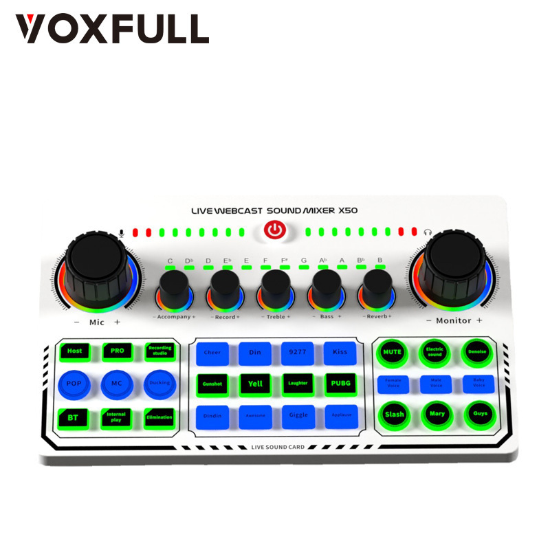 Voxfull X50 Portable Home Recording Studio Equipment Sound Card For Computer Live Streaming Phone