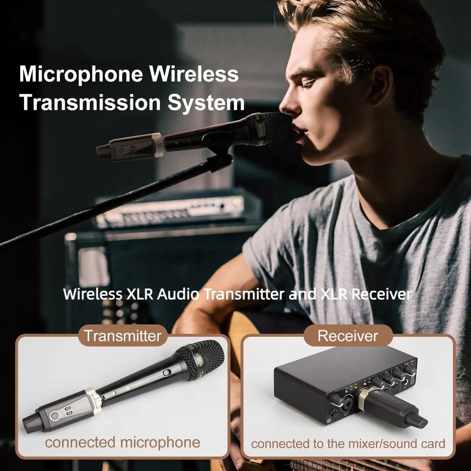 Voxfull MS10 UHF Wireless Microphone System XLR Transmitter and Receiver for Dynamic Condenser Microphone Audio Mixer PA System