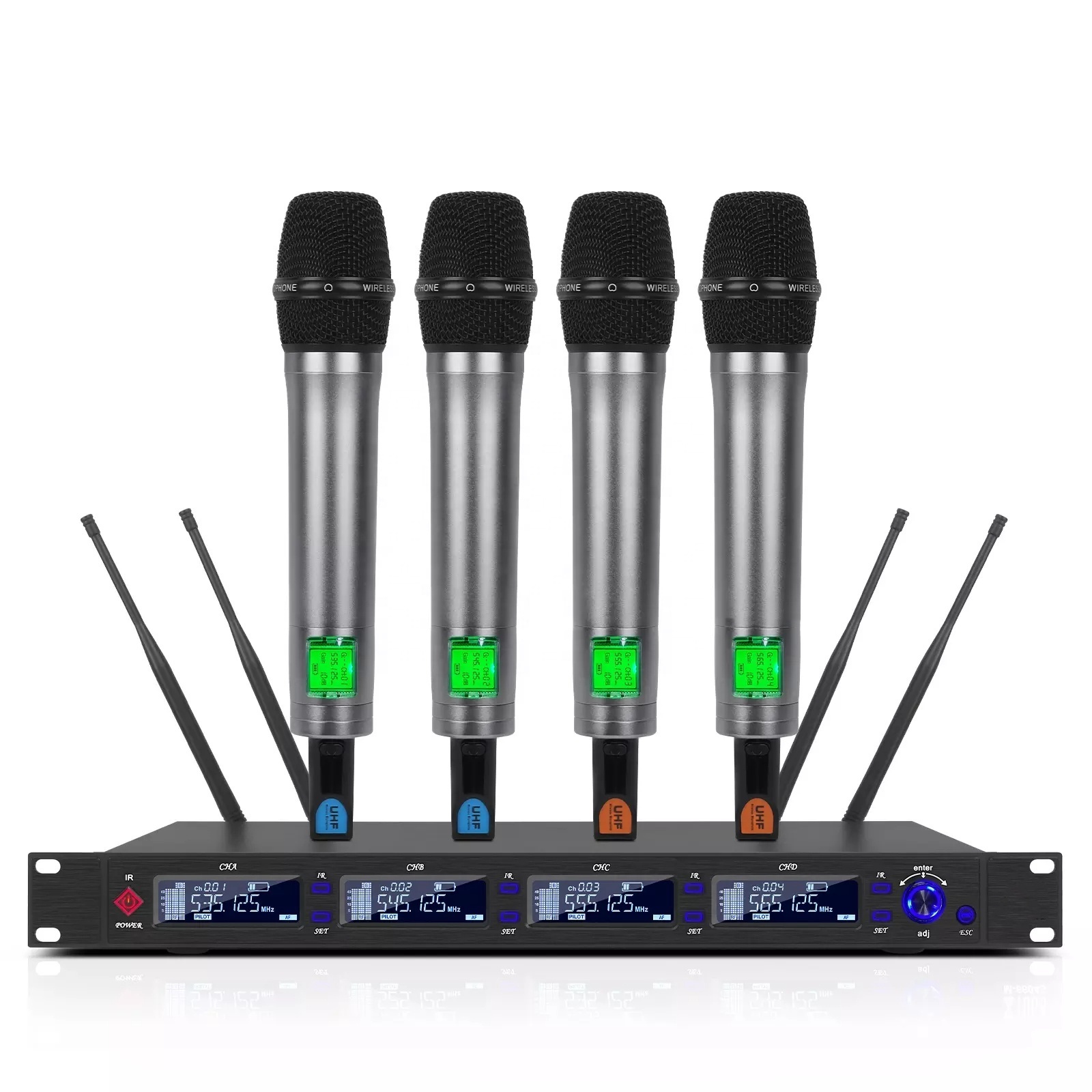 Voxfull UWM-4210 Professional UHF 4 Channel Wireless Microphone System Multifunctional Wireless Microphone System