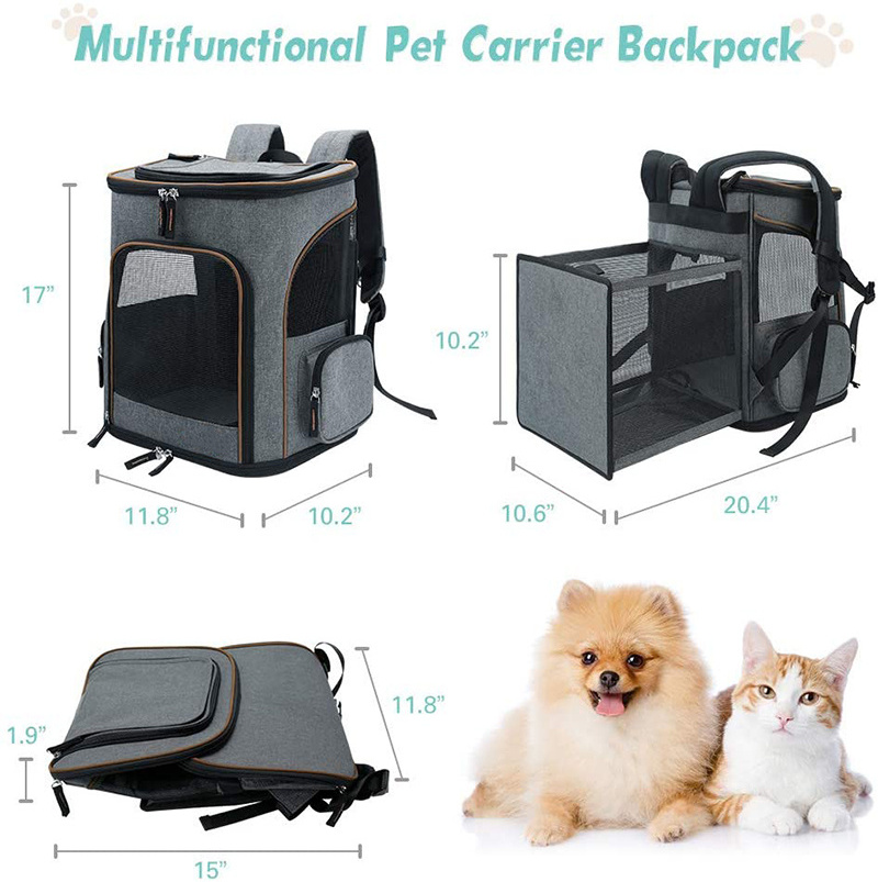 Airline Approved Portable Pet Travel Bag pet carrier mesh cardboard Expandable Pet Backpack