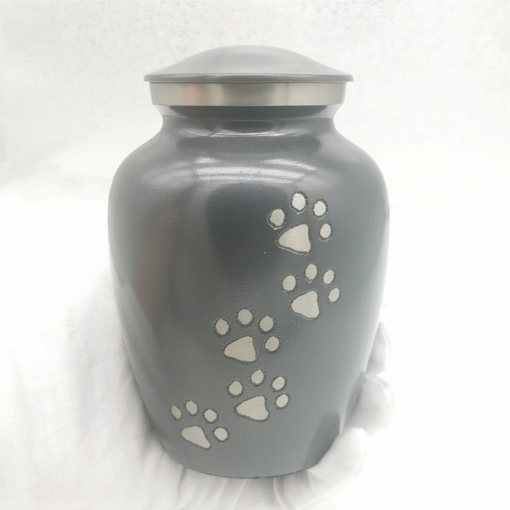 Hot Sale Paw Print Pet Memorial Urn Metal Cremation Cat And Dog Pet Urn