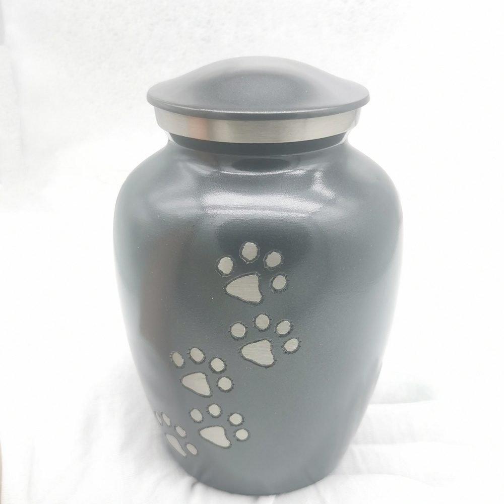 Hot Sale Paw Print Pet Memorial Urn Metal Cremation Cat And Dog Pet Urn