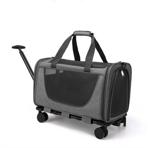 Detachable Portable Pet Trolleys For Outdoor Travelling 4 Wheels Travel Bag Cat Cart Carrier Dog Stroller