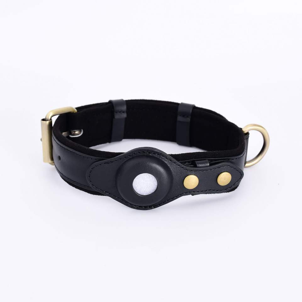 leather pet collar for Apply to Airtag manufacture wholesale low MOQ cheaper dog collar