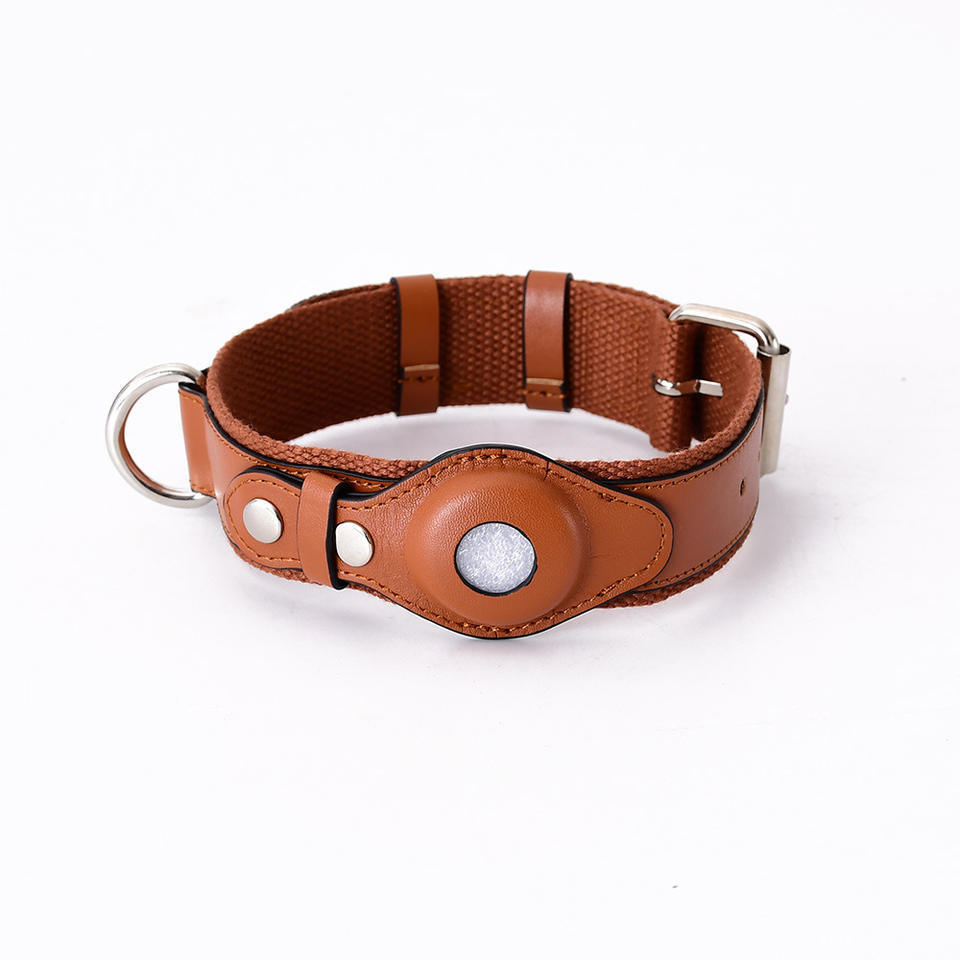 leather pet collar for Apply to Airtag manufacture wholesale low MOQ cheaper dog collar