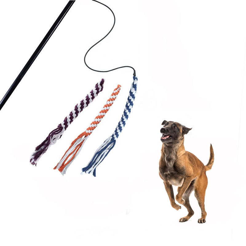 Custom Logo Funny Chasing Tail Teaser Wand Exerciser Interactive Pet Toys Extendable Dog Flirt Pole For Dogs