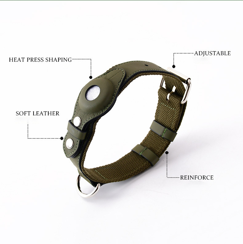 leather pet collar for Apply to Airtag manufacture wholesale low MOQ cheaper dog collar