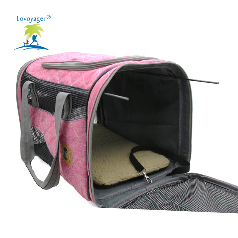 Free sample foldable pet carrier travel product pet dog sling bag cat handbag with pad