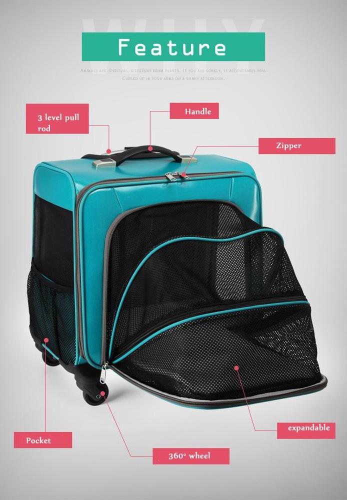 Outdoor Pet Travel Trolley Carrier Dog Trip Walking Carrier Waterpoof Large Space Cat Bag