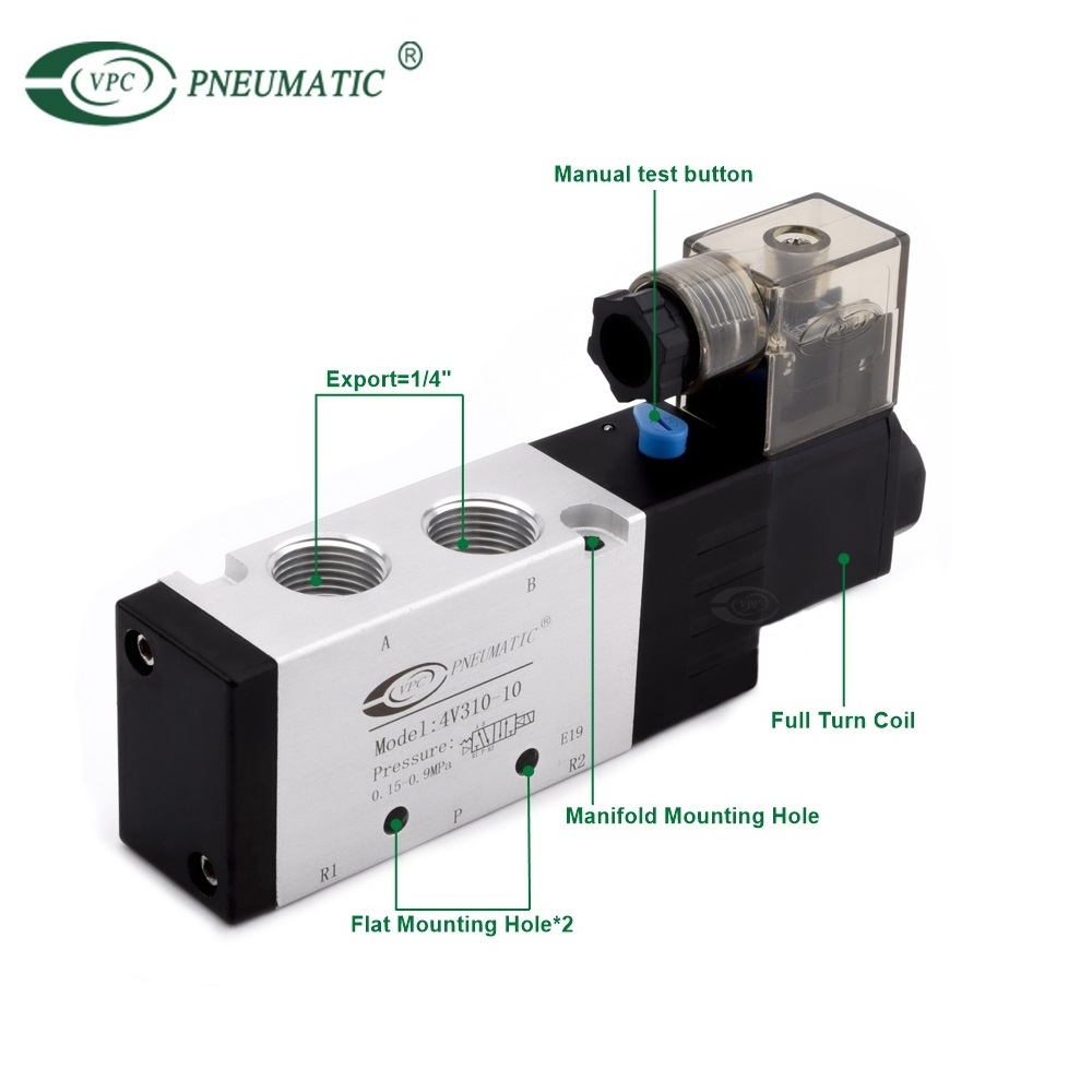 VPC Pneumatic Valve 4V210-08 G1/4 port 24v DC Single Control 5/2 Way Air Compressor Solenoid Valves