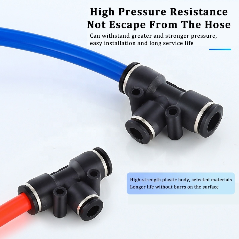 Pneumatic fitting T Type 3 Way Equal Plastic Quick Connector Tee One Touch PE 4/6/8mm Mini Hose Fittings