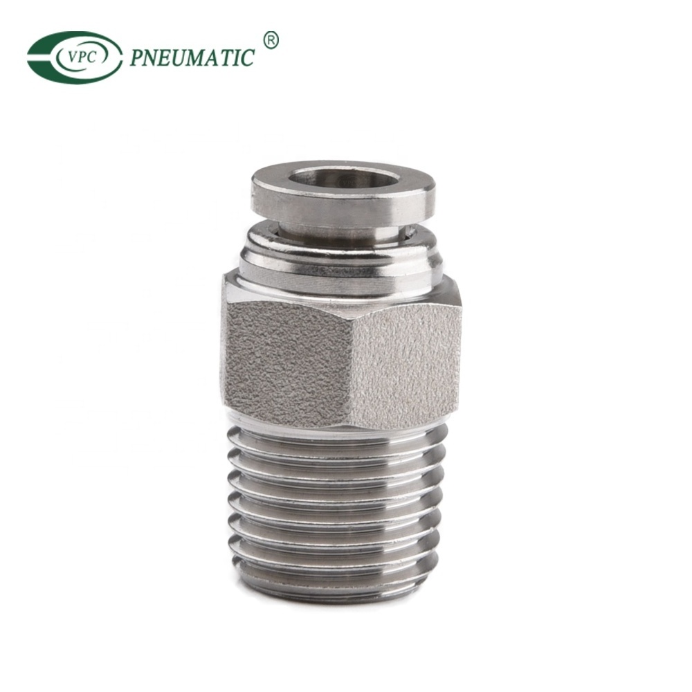 PC Male Straight Stainless Steel Pneumatic pipe  push in one touch Fitting