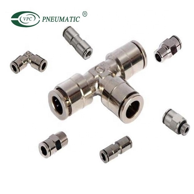 Pneumatic One Touch Male Connectors 4mm 6mm 8mm 10mm 12mm Tee Stainless Steel Tube Fitting