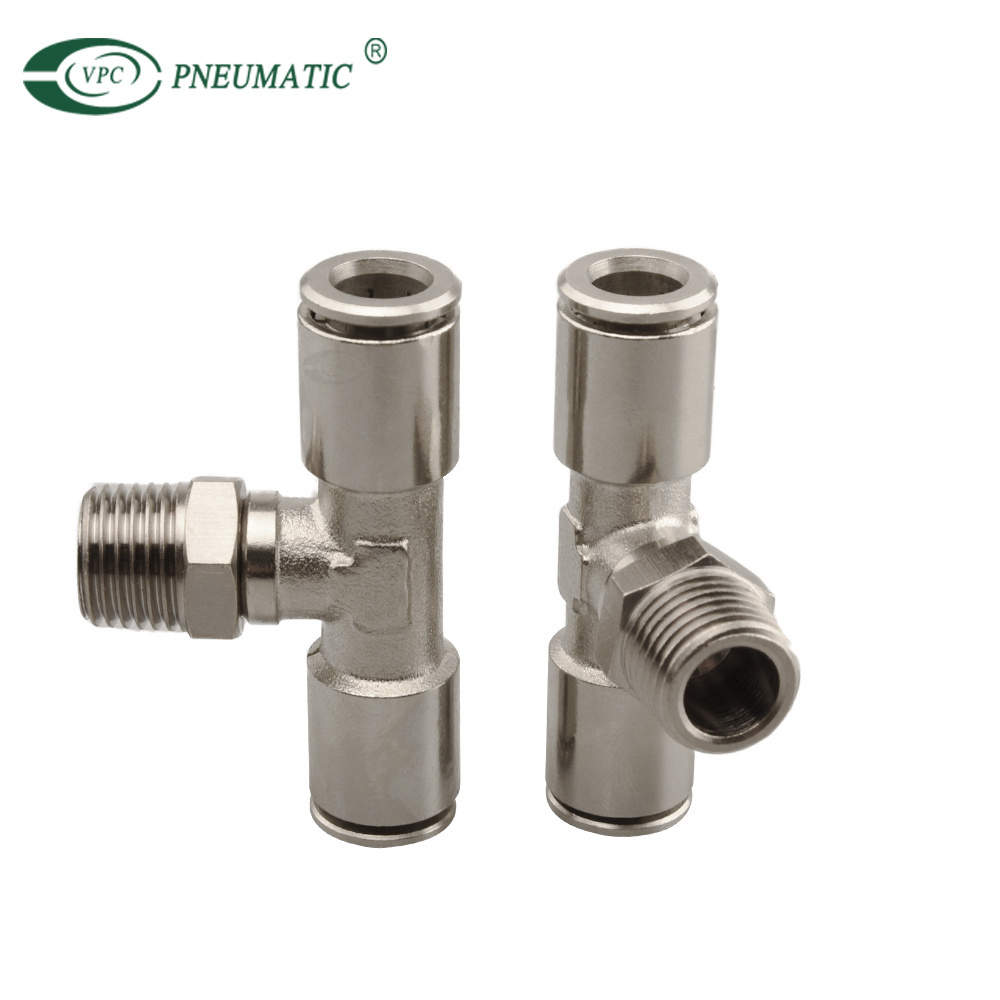 Pneumatic One Touch Male Connectors 4mm 6mm 8mm 10mm 12mm Tee Stainless Steel Tube Fitting