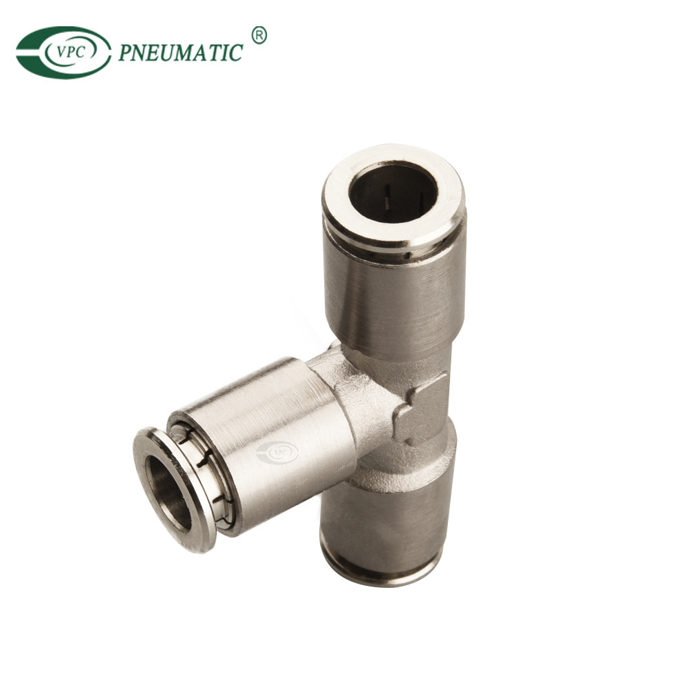 Pneumatic One Touch Male Connectors 4mm 6mm 8mm 10mm 12mm Tee Stainless Steel Tube Fitting