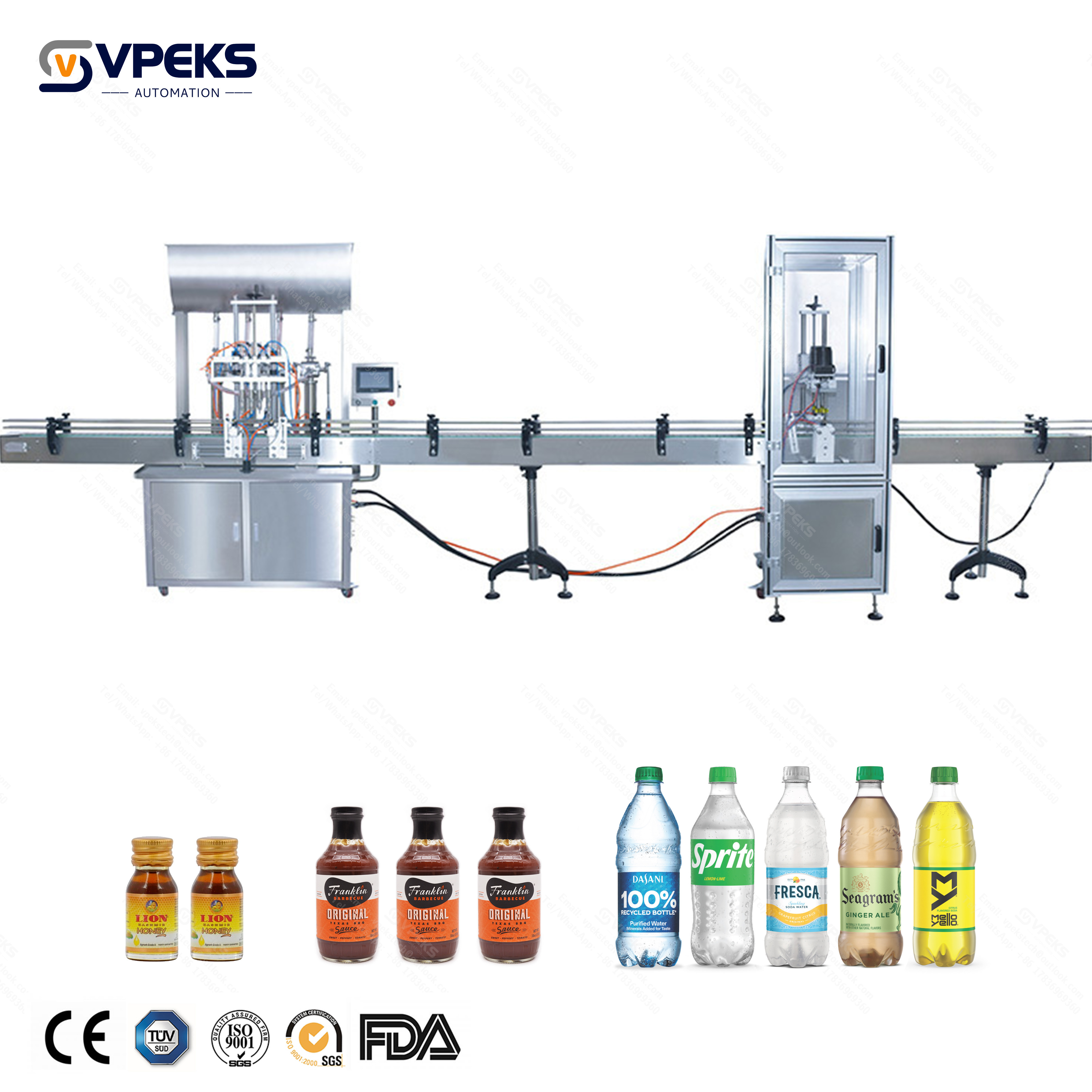 Automatic 30ml 60ml 100ml Gorilla Bottle Filling and Capping Line PV and VG Liquid Filler Machine