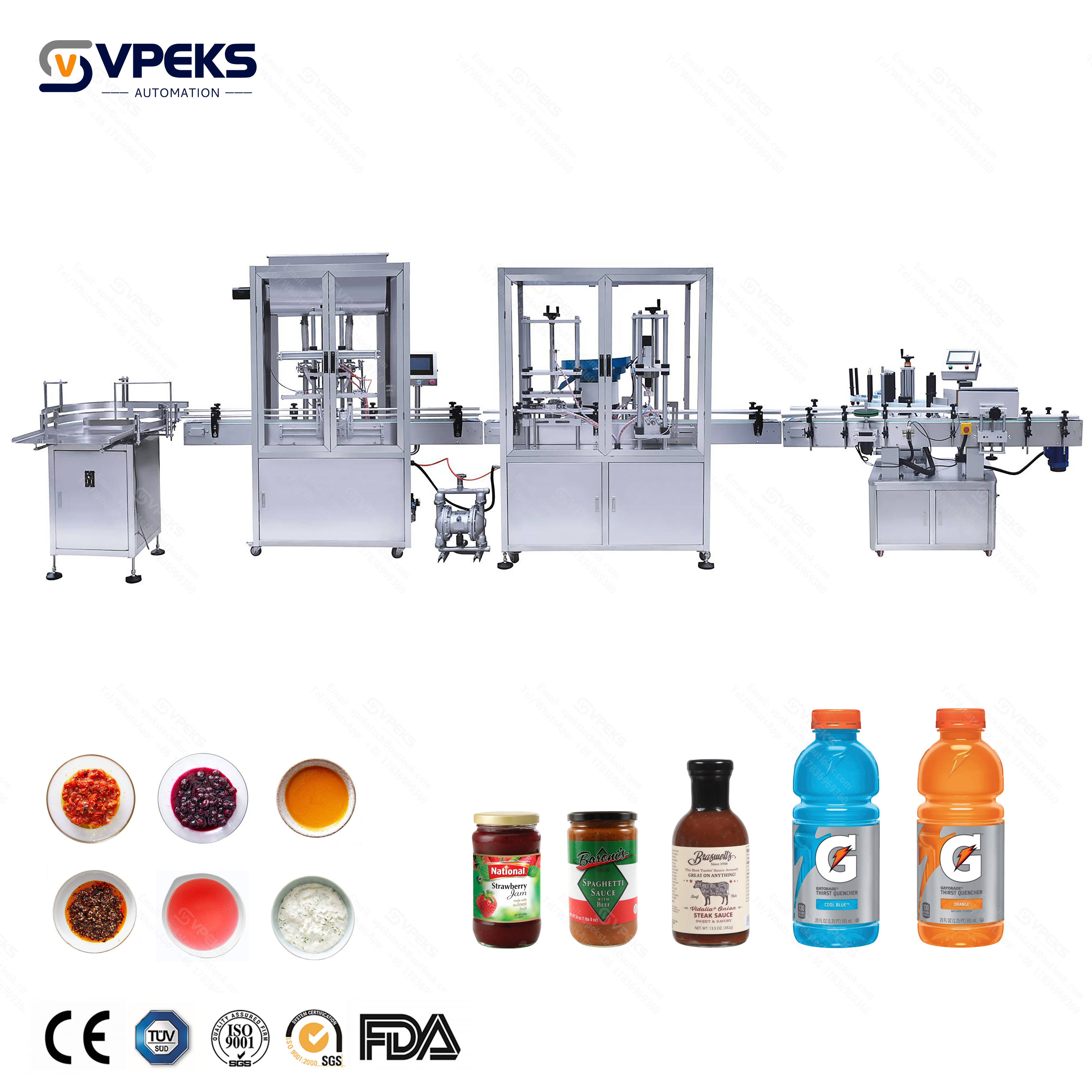 Automatic 30ml 60ml 100ml Gorilla Bottle Filling and Capping Line PV and VG Liquid Filler Machine