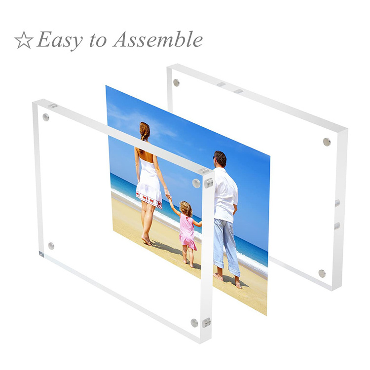 Custom Sizes Double Sided  Rectangle Clear Picture Block Transparent Magnetic Acrylic Photo Frame