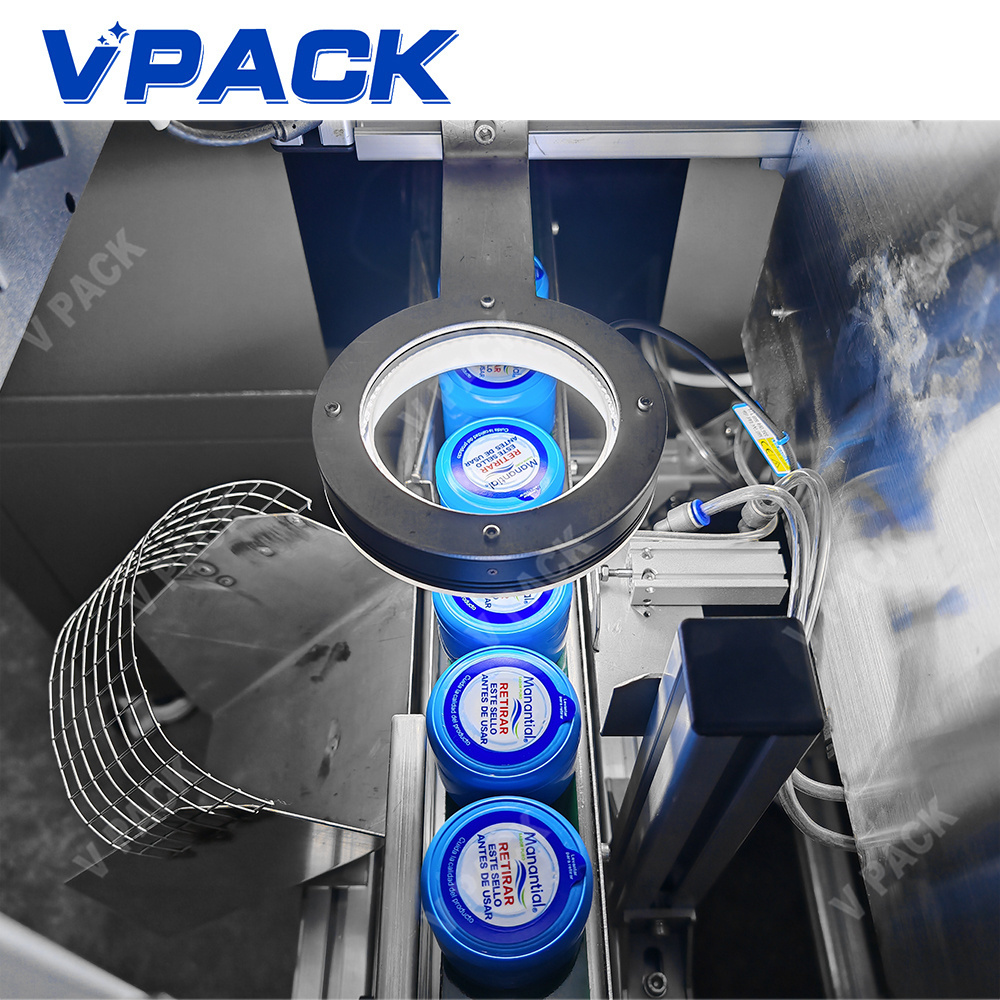 V PACK 5 Gallon Lid film sticking machine/19L Cover  labeling machine 7500 Lids per hour high production