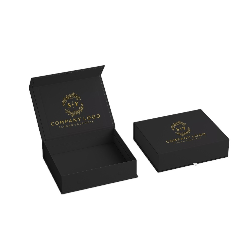 Custom collapsible box packaging with magnetic latch small black  packaging magnetic box