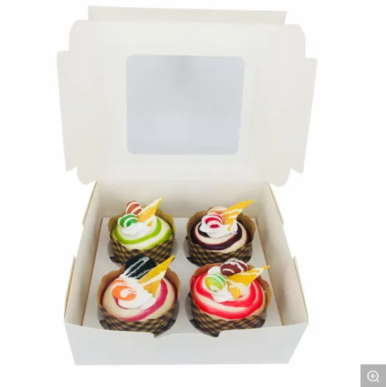 Pastry Box Packaging, Cupcake Bakery Pastry Box with Window Cake Packaging Food & Beverage Packaging Kraft Paper UV Coatin