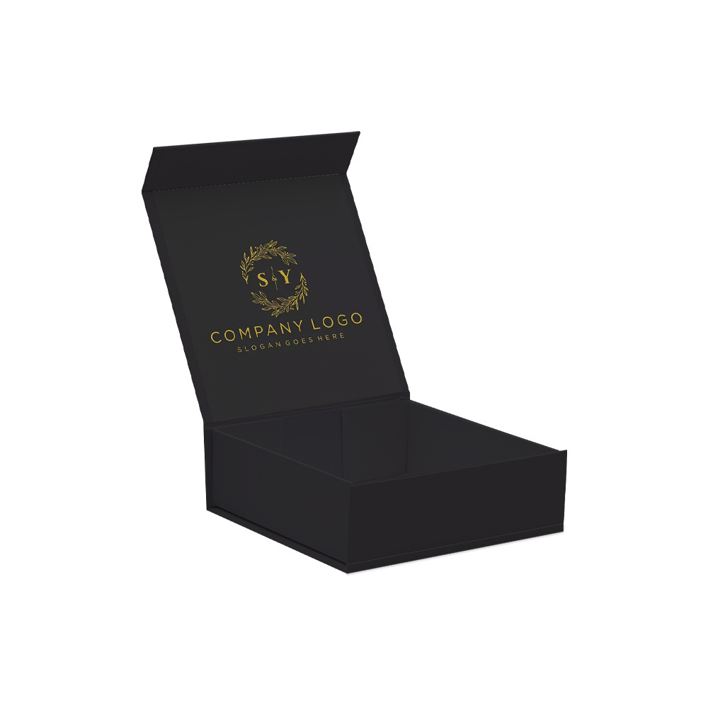 Custom collapsible box packaging with magnetic latch small black  packaging magnetic box