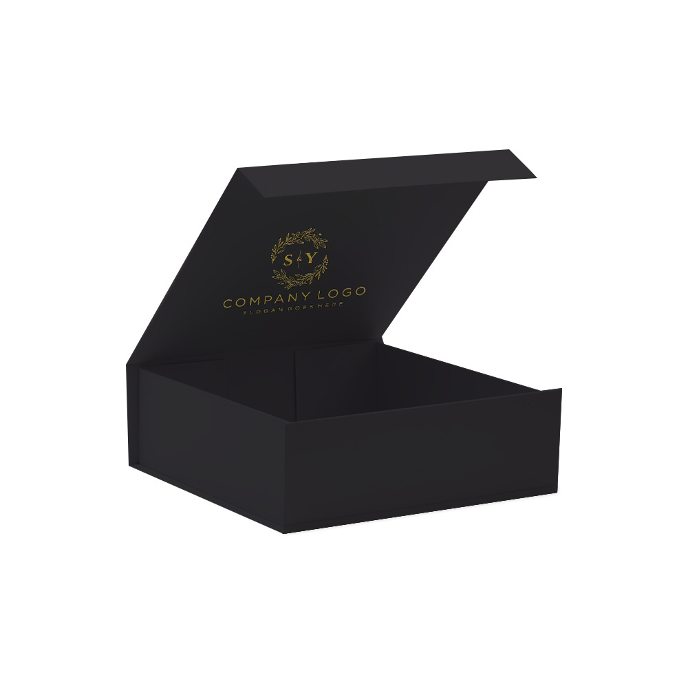 Custom collapsible box packaging with magnetic latch small black  packaging magnetic box