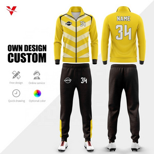 Custom Sublimation Polyester Plus Size Velour Tracksuit Men'S Casual Tracksuit Full Zipper Jogging Football Tracksuits For Men