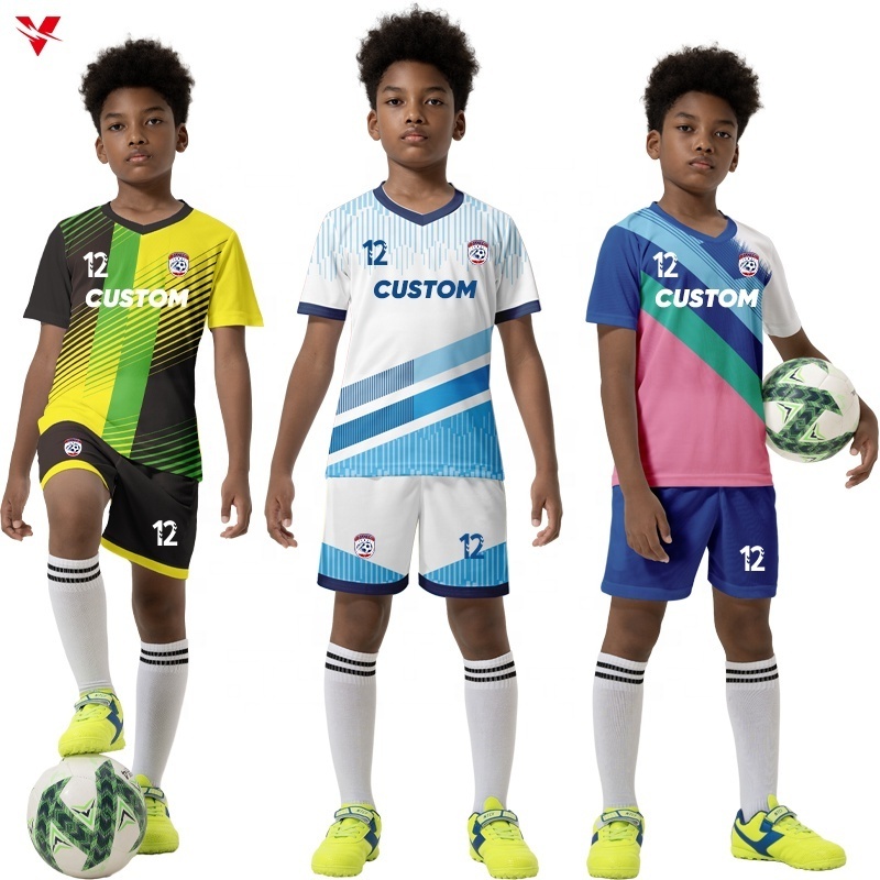 Custom Kids Football Jersey Cheap Sublimation Boys Soccer Uniform Youth Girls Green And White Soccer Training Jersey ZZ-RT2010