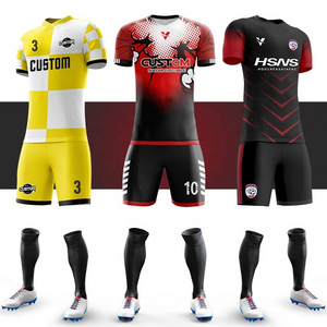 Wholesale 100% Polyester Cheap Sublimation Camisetas Football Jerseys Kits Custom Mens Soccer Uniforms Soccer Wear Set With Logo