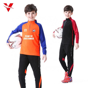 Wholesale Polyester Boys Soccer Tracksuit Sweat Suits Kids Winter Training Football Tracksuit Jacket With Zipper Pockets 813