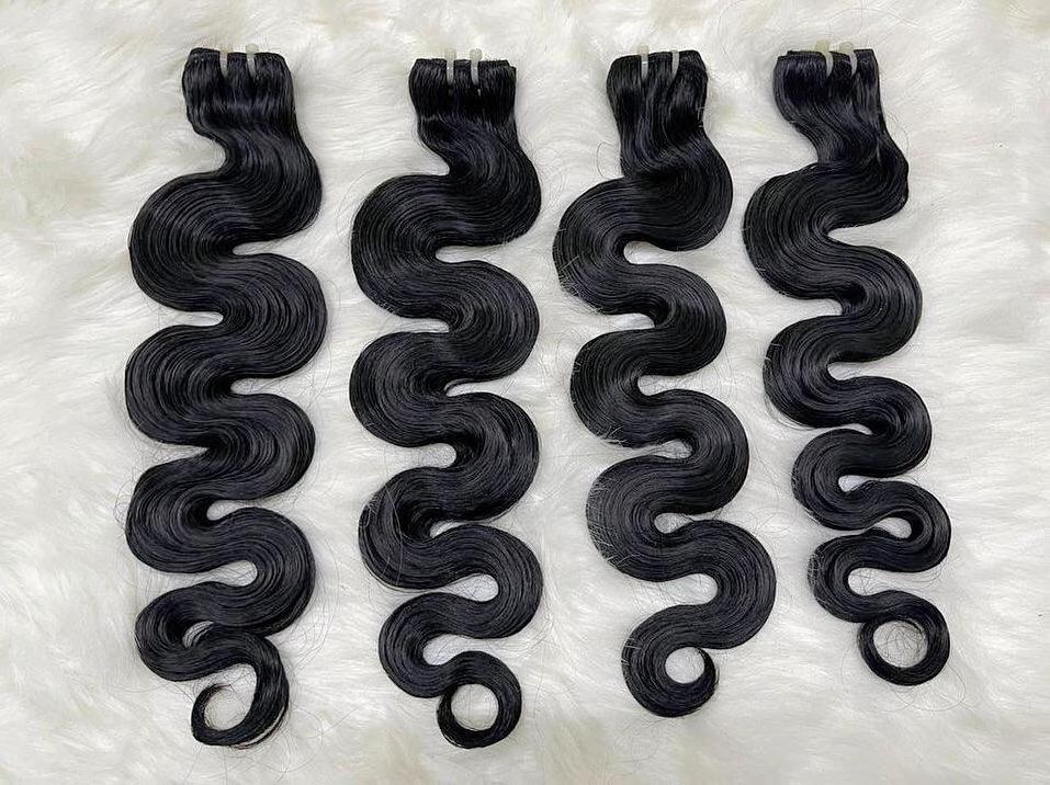 Wholesale High Quality 100% Virgin Human Hair Vietnam Body Wave Double Weft Raw Hair Extension Raw Material 1B Color