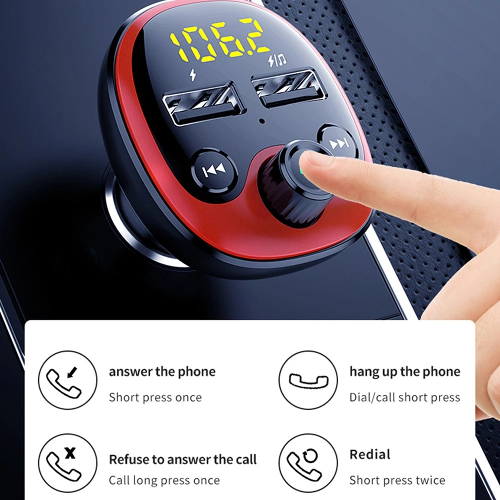 BT21BT 5.0 FM Transmitter Handsfree Car Kit TF Card/U Disk Car Audio MP3 Player with 3.1A Dual USB Car Charger