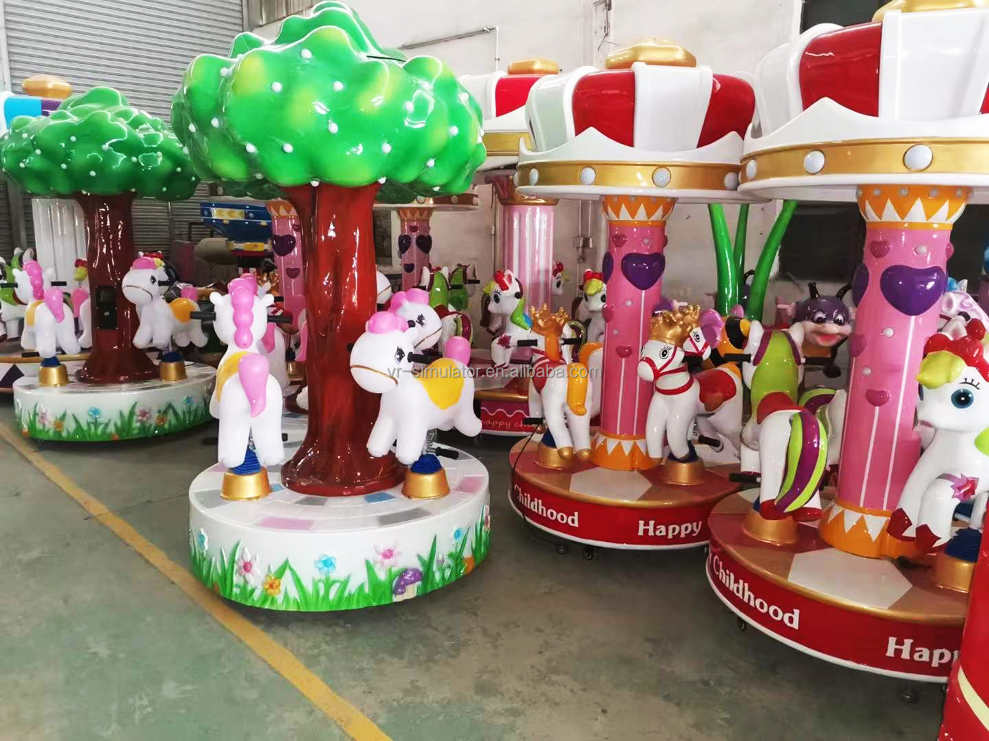 Amusement Park Coin Operated Children Fairground Merry Go Round Carousel Kids Horse Swing Rides